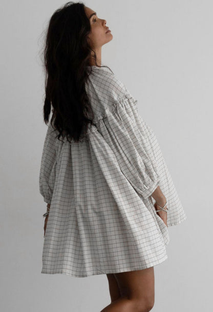 Checkered Babydoll Dress