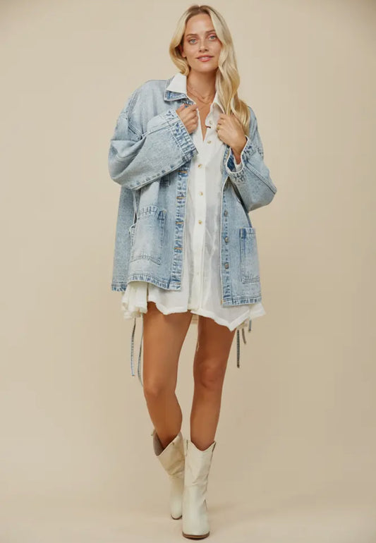 Boho Side Tie Denim Jacket