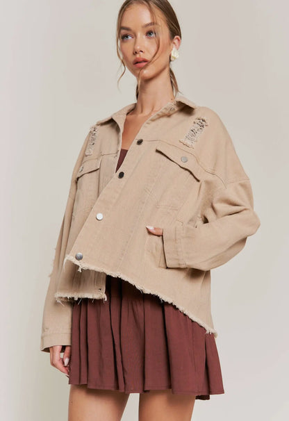Khaki Washed Denim Jacket