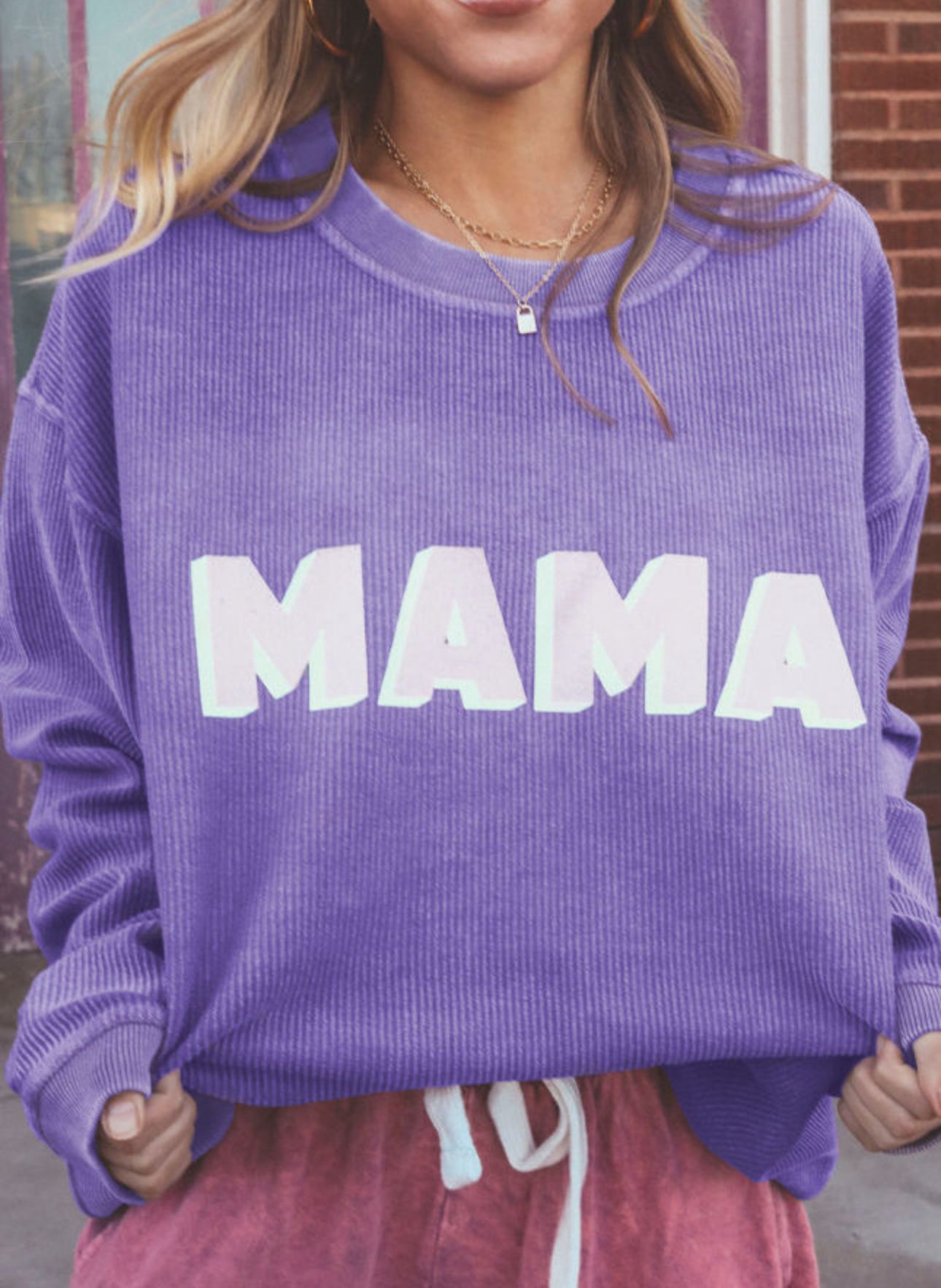 Mama Ribbed Sweatshirt