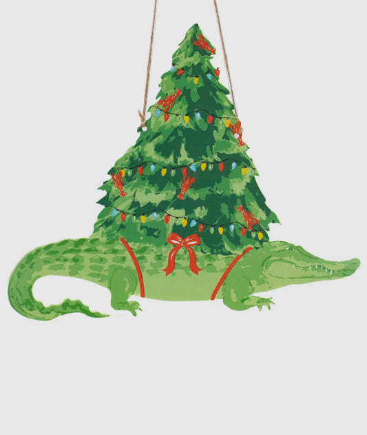Christmas Alligator Door Hanger