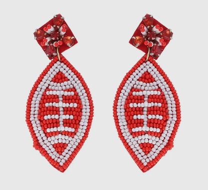 Beaded Football Earrings
