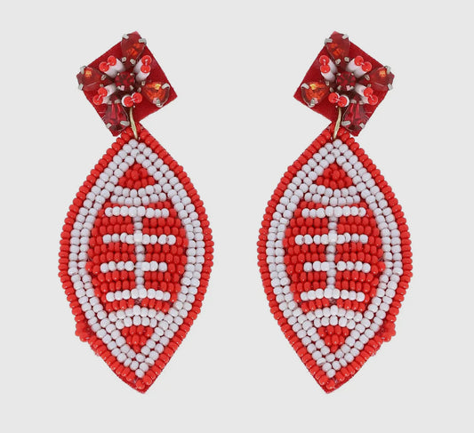 Beaded Football Earrings