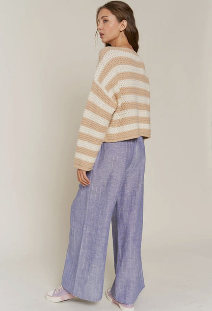 Beige Striped Sweater