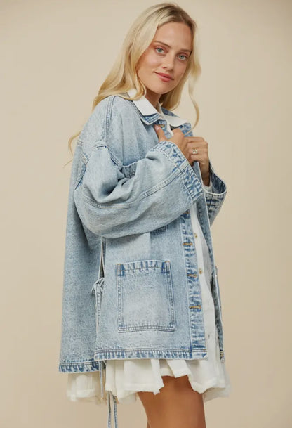 Boho Side Tie Denim Jacket