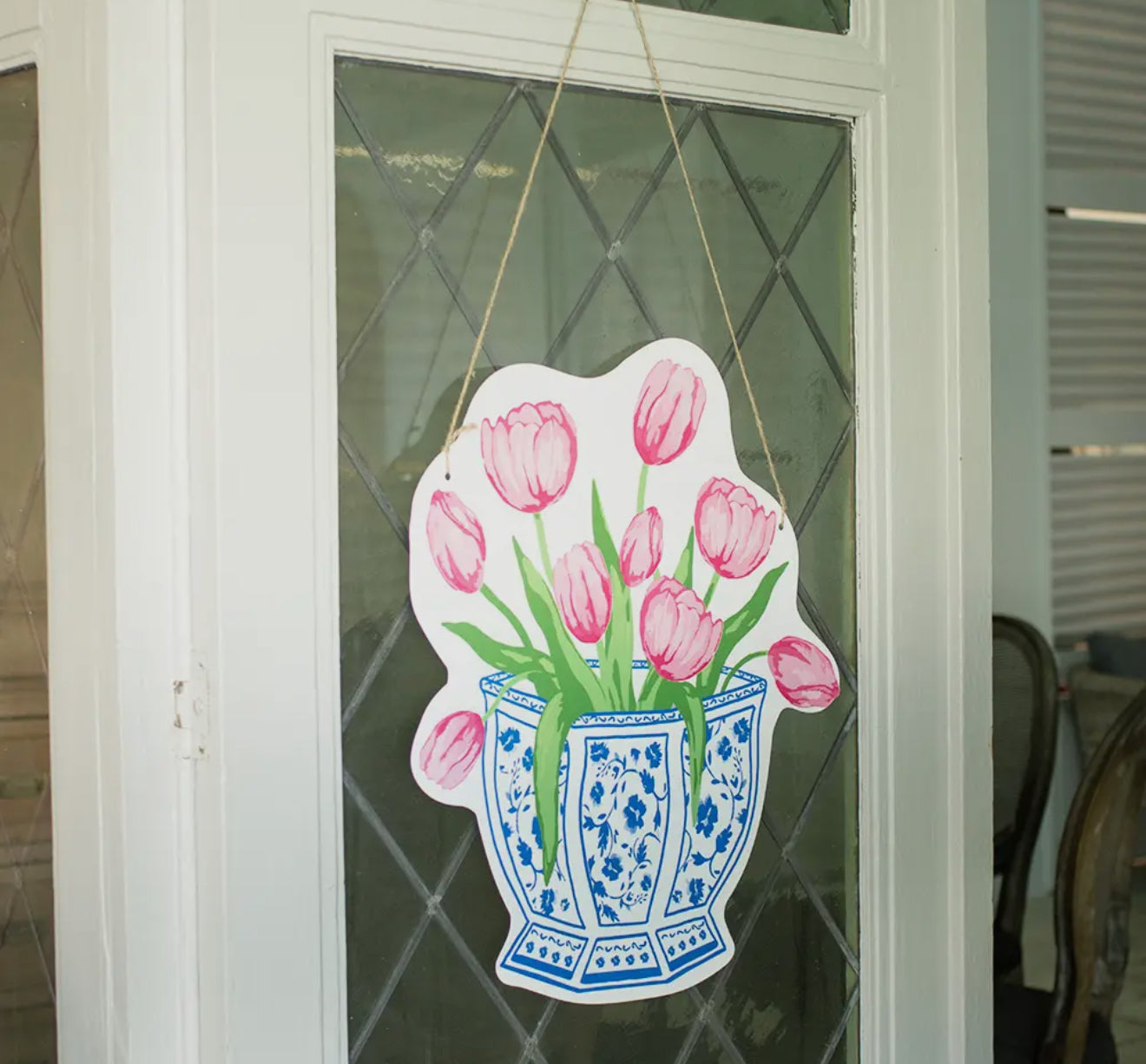 Chinoiserie Tulip Door Hanger