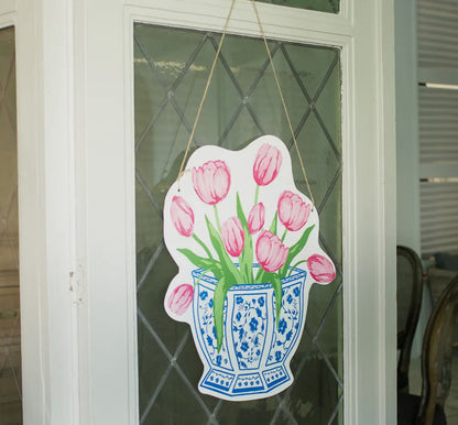 Chinoiserie Tulip Door Hanger
