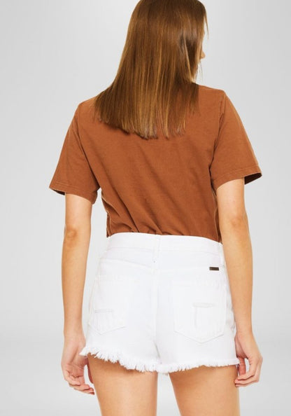 Kan Can White Denim Shorts