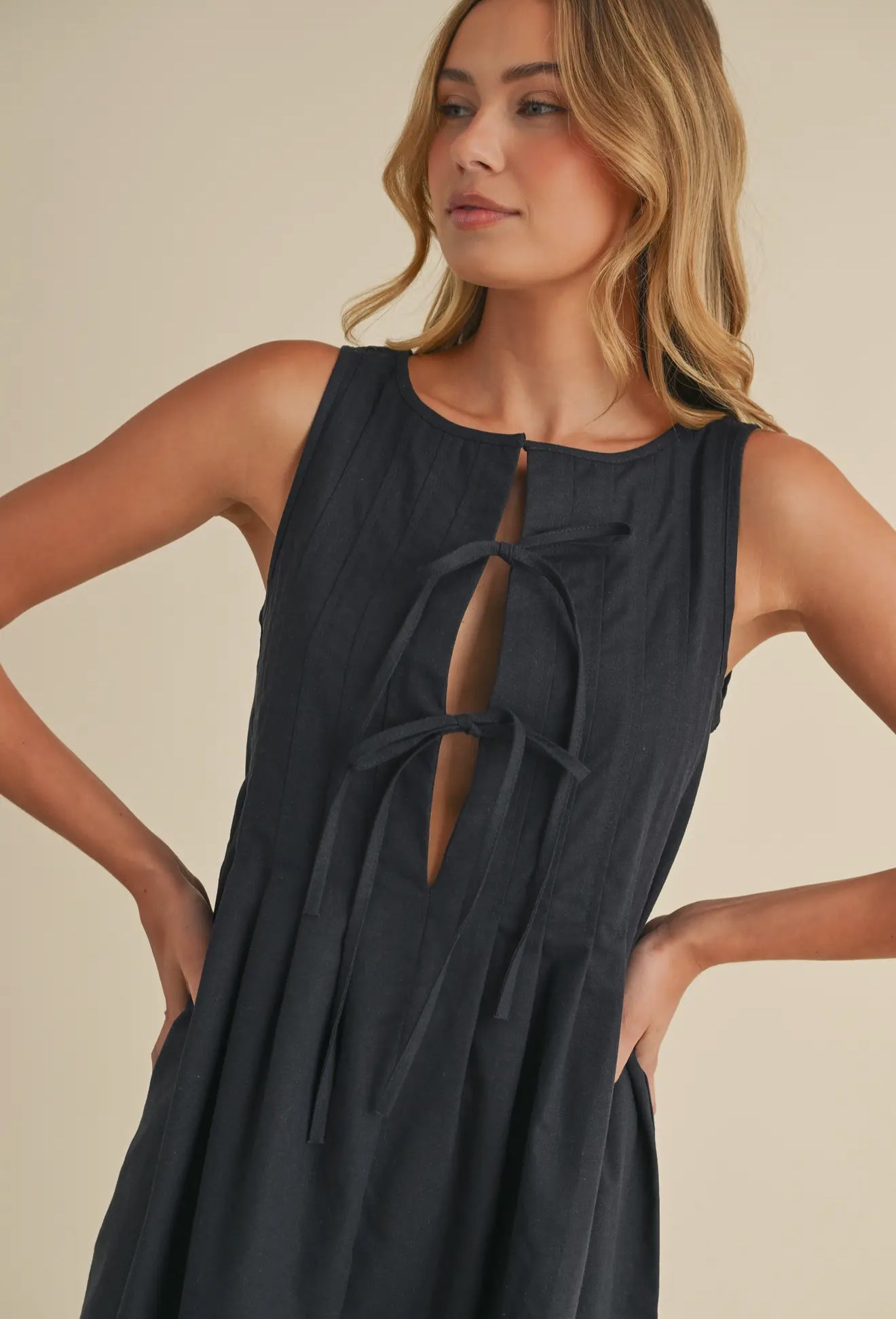 Pintucked Mini Dress
