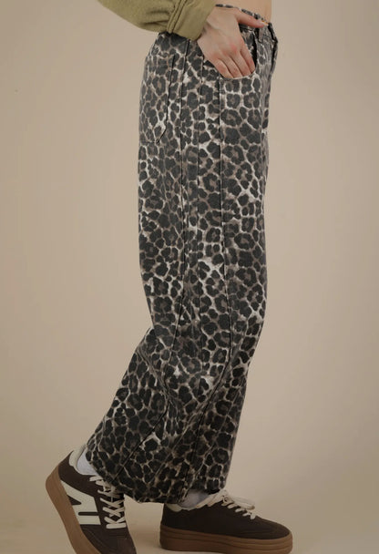 Mocha Leopard Barrel Pants