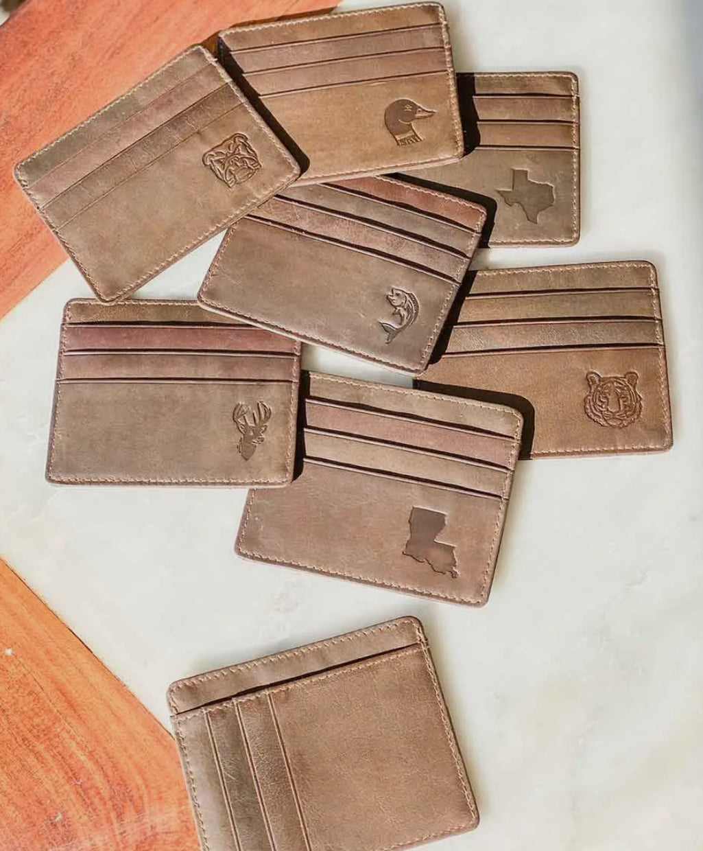 Embossed Slim Leather Wallets