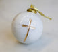 White Cross Glass Ball Ornament