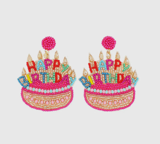 Happy Birthday Beaded Earrings
