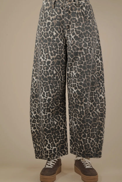 Mocha Leopard Barrel Pants