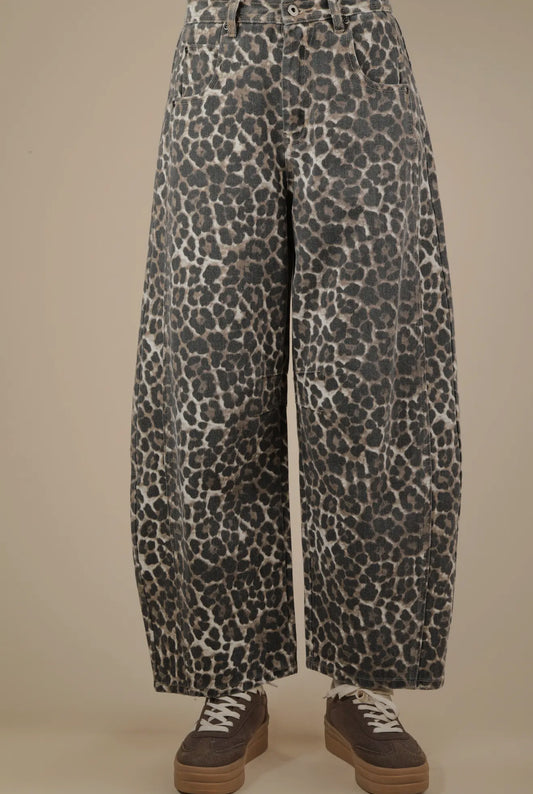 Mocha Leopard Barrel Pants