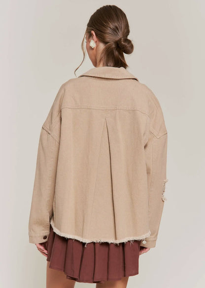 Khaki Washed Denim Jacket