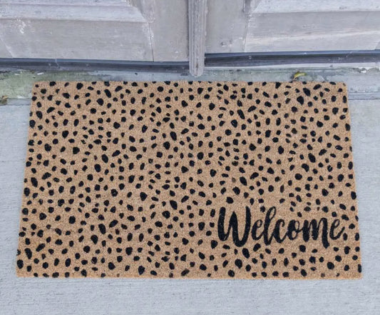 Welcome Cheetah Coir Doormat