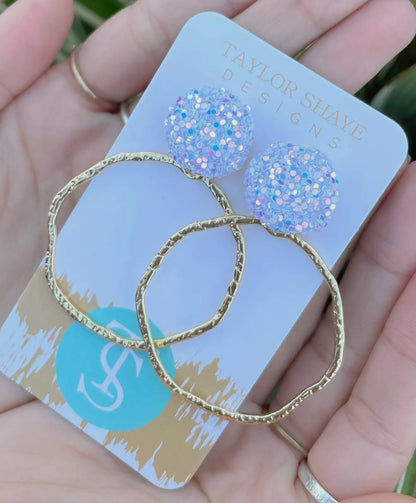 Glitter Top Hoops