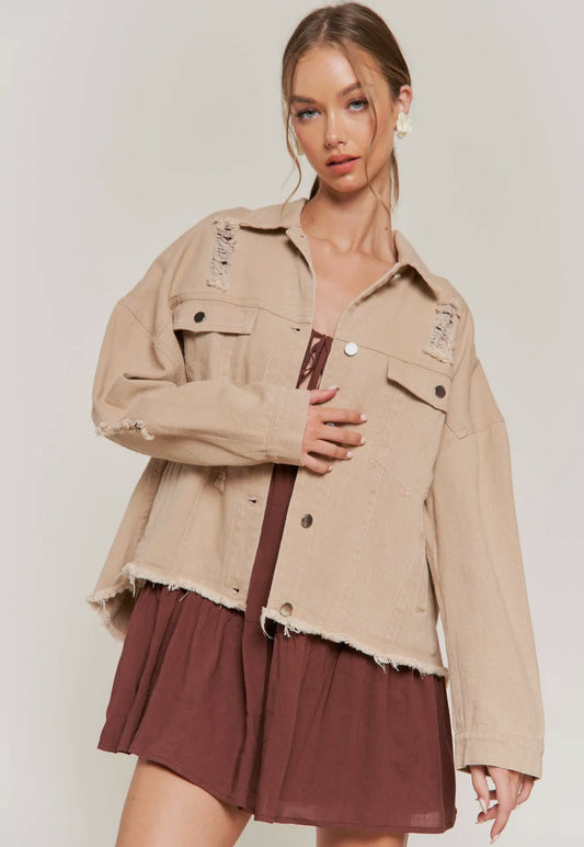 Khaki Washed Denim Jacket