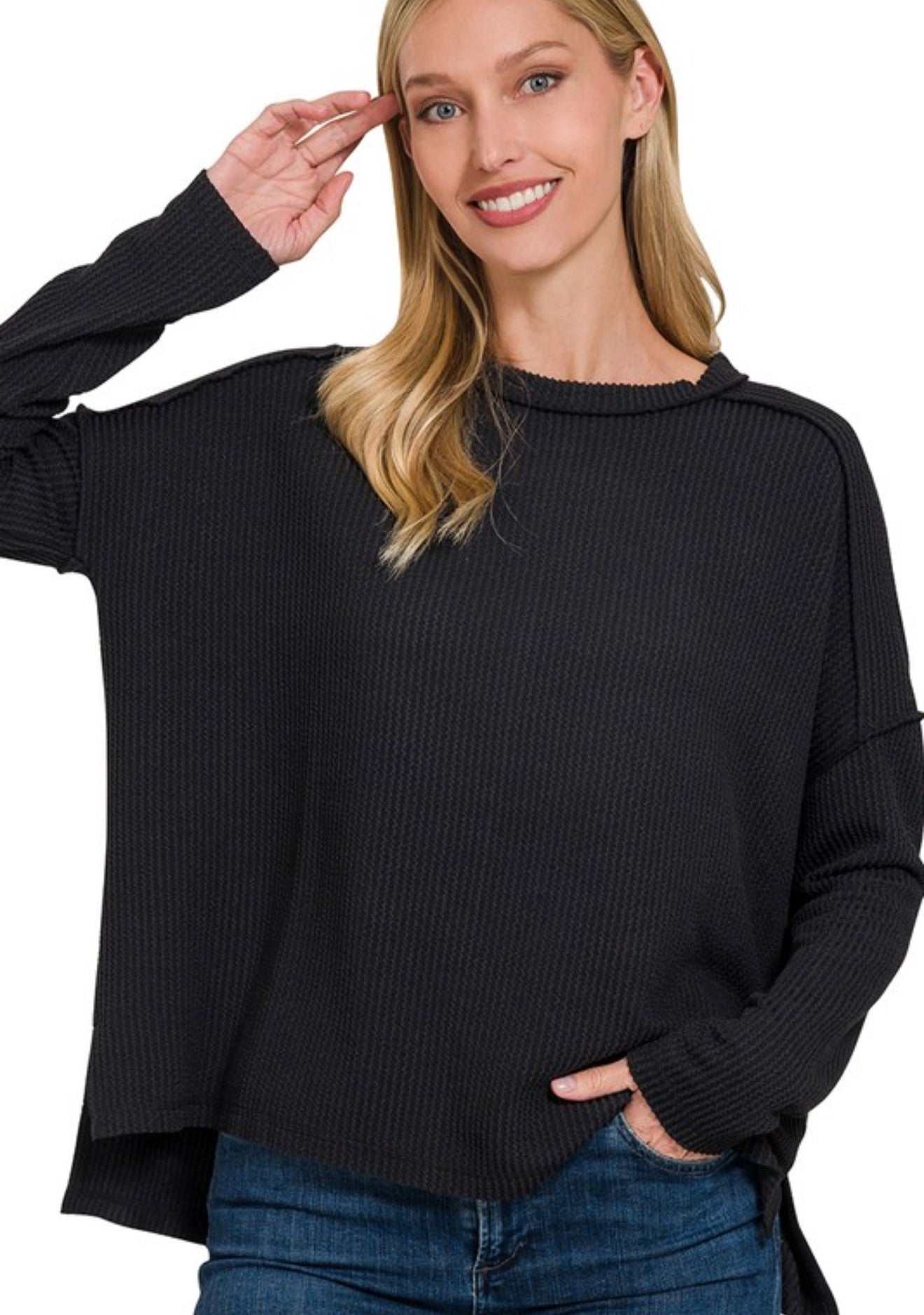 Beth Ribbed Long Sleeve Top