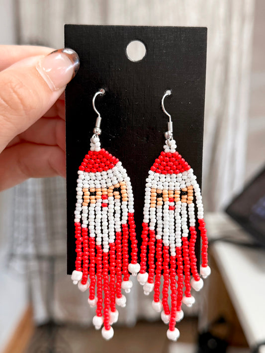 Beaded Santa Earrings