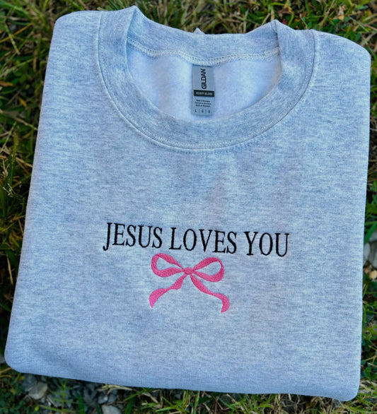 Jesus Loves You Bow Sweatshirt