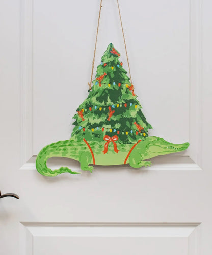 Christmas Alligator Door Hanger