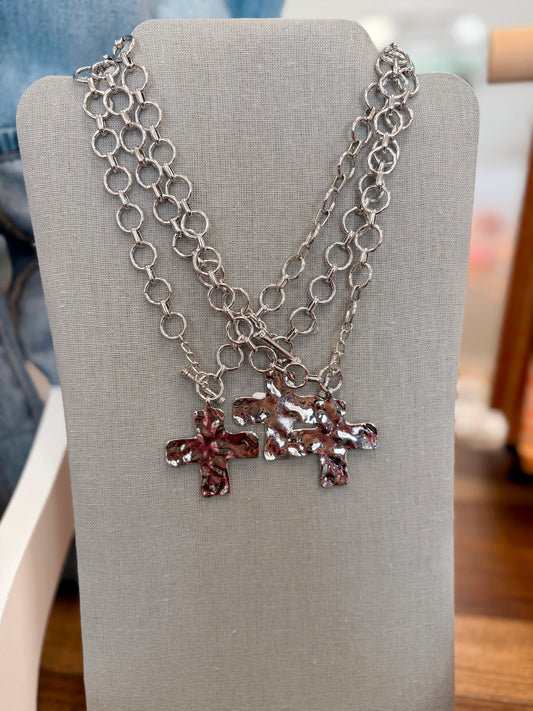 Hammered Cross Necklace