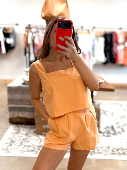 Apricot Pleated Shorts