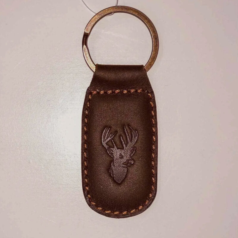 Embossed Deer Leather Keychain