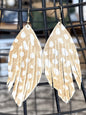 Leather Fringe Earrings-White Spots